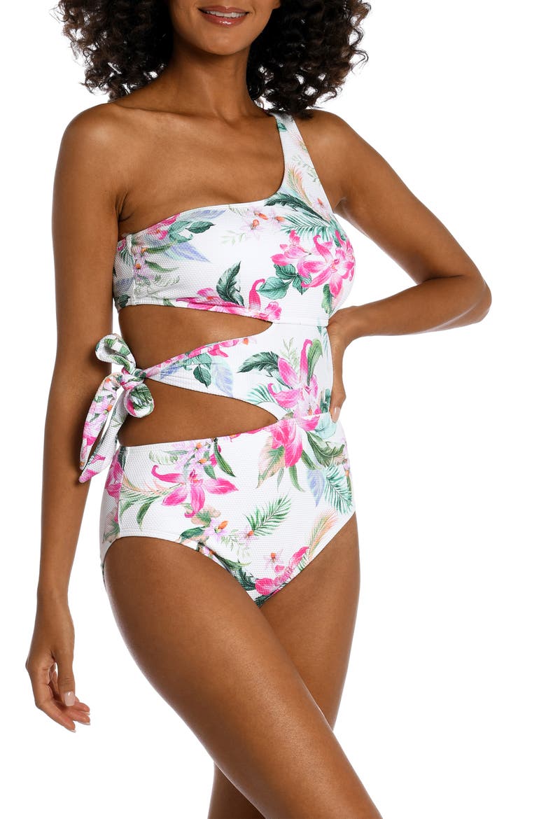 Mystic One-Shoulder Cutout One-Piece Swimsuit, Alternate, color, MULTI