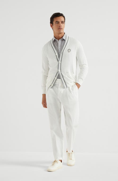 Brunello Cucinelli Comfort Gabardine Tapered Trousers In Snow