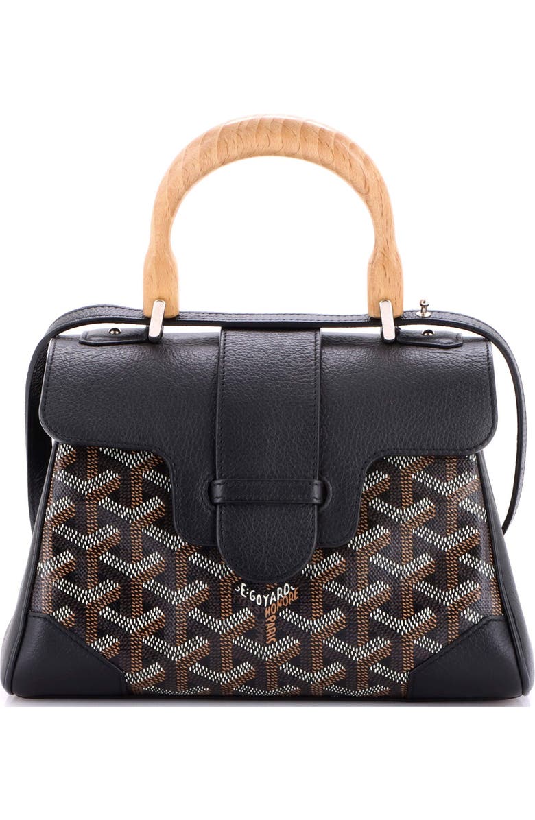 Pre-Owned Goyard Saigon Top Handle Bag Coated Canvas with Leather Mini, Main, color, Black