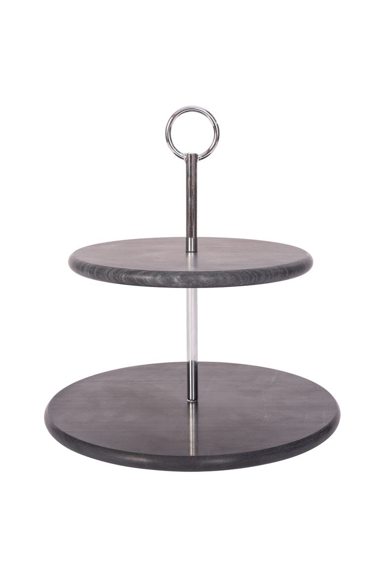 Artifacts Trading Company 2-Tier Round Dessert Plate, Main, color, Black Matte
