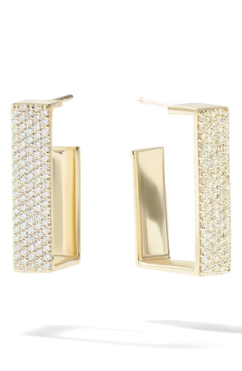 Vanity 14K Gold Geometric Diamond Hoop Earrings
