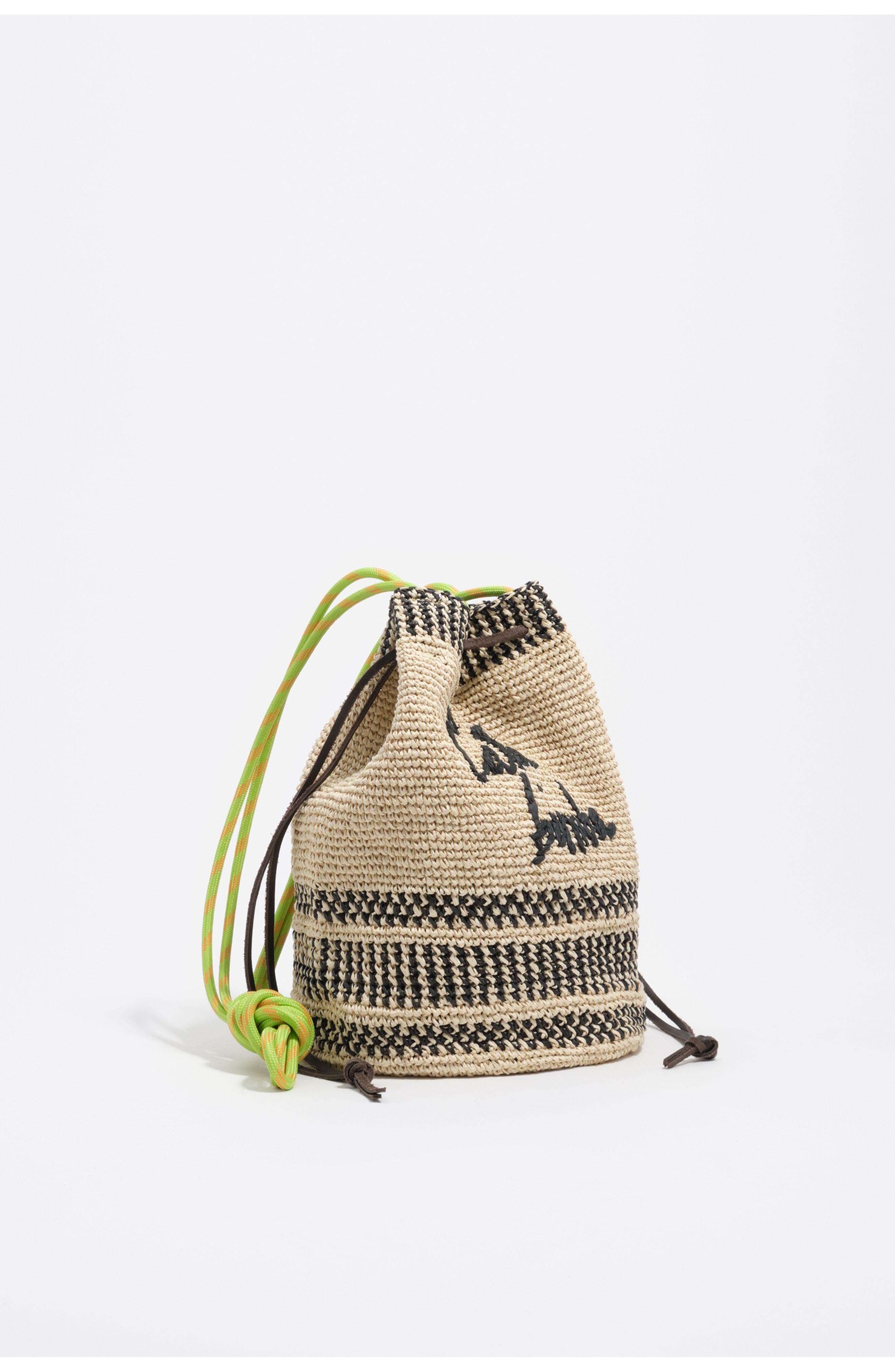 Bimba y Lola Medium Raffia Bucket Bag, Main, color, Natural