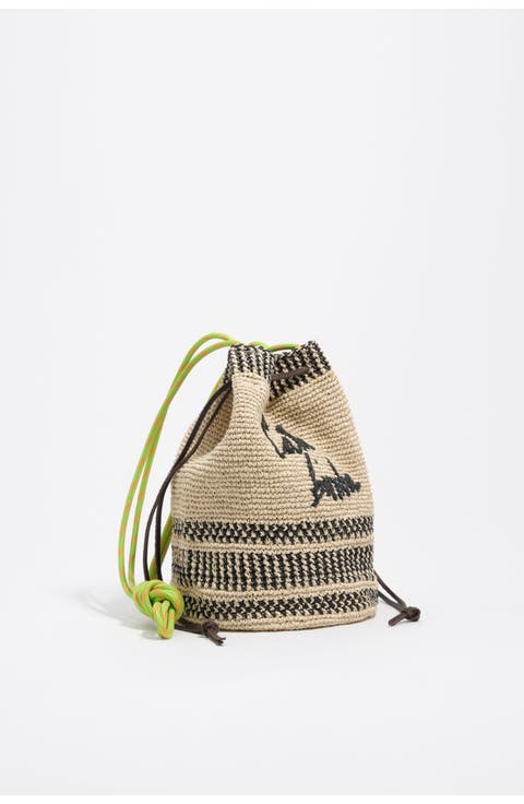 Medium Raffia Bucket Bag