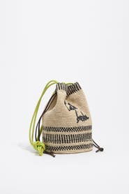 Bimba y Lola Medium Raffia Bucket Bag