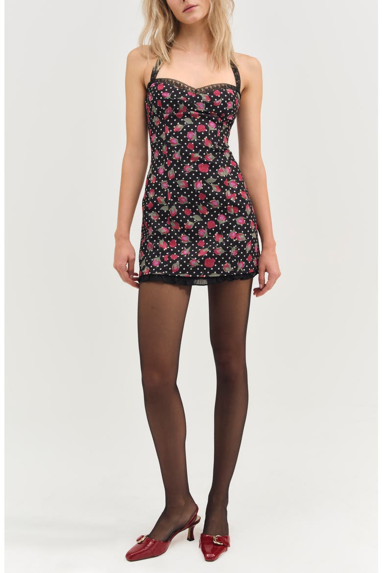 Betty Bud Minidress, Main, color, BLACK