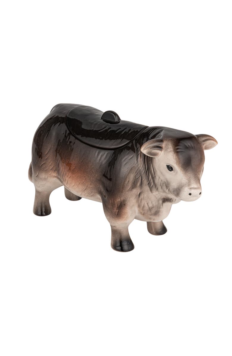 Storied Home Vintage Ceramic Cow Shaped Cookie Jar, Main, color, Brown