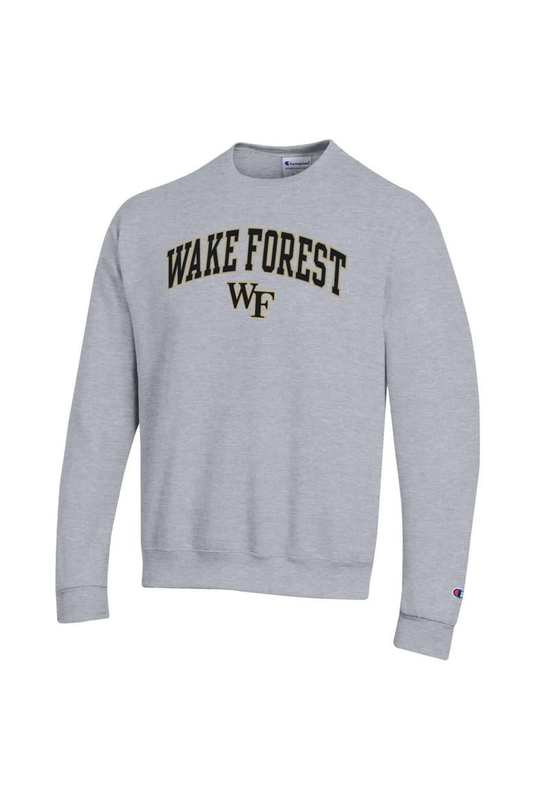 Men's Champion  Heather Gray Wake Forest Demon Deacons Arch Over Logo Pullover Sweatshirt, Alternate, color, Heather Gray