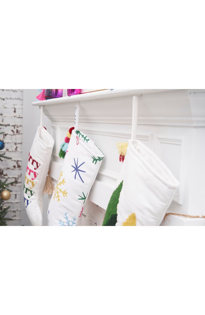 carol & frank Colorful Snowflake Hanging Christmas Stocking 20", Alternate, color, White