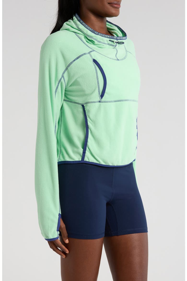 FP Movement Care on the Run Fleece Funnel Neck Hoodie, Alternate, color, BRIGHT JADE