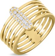 Bony Levy 18K Gold Mika Natural Diamond Multi Row Bar Wide Ring (Online Trunk Show)