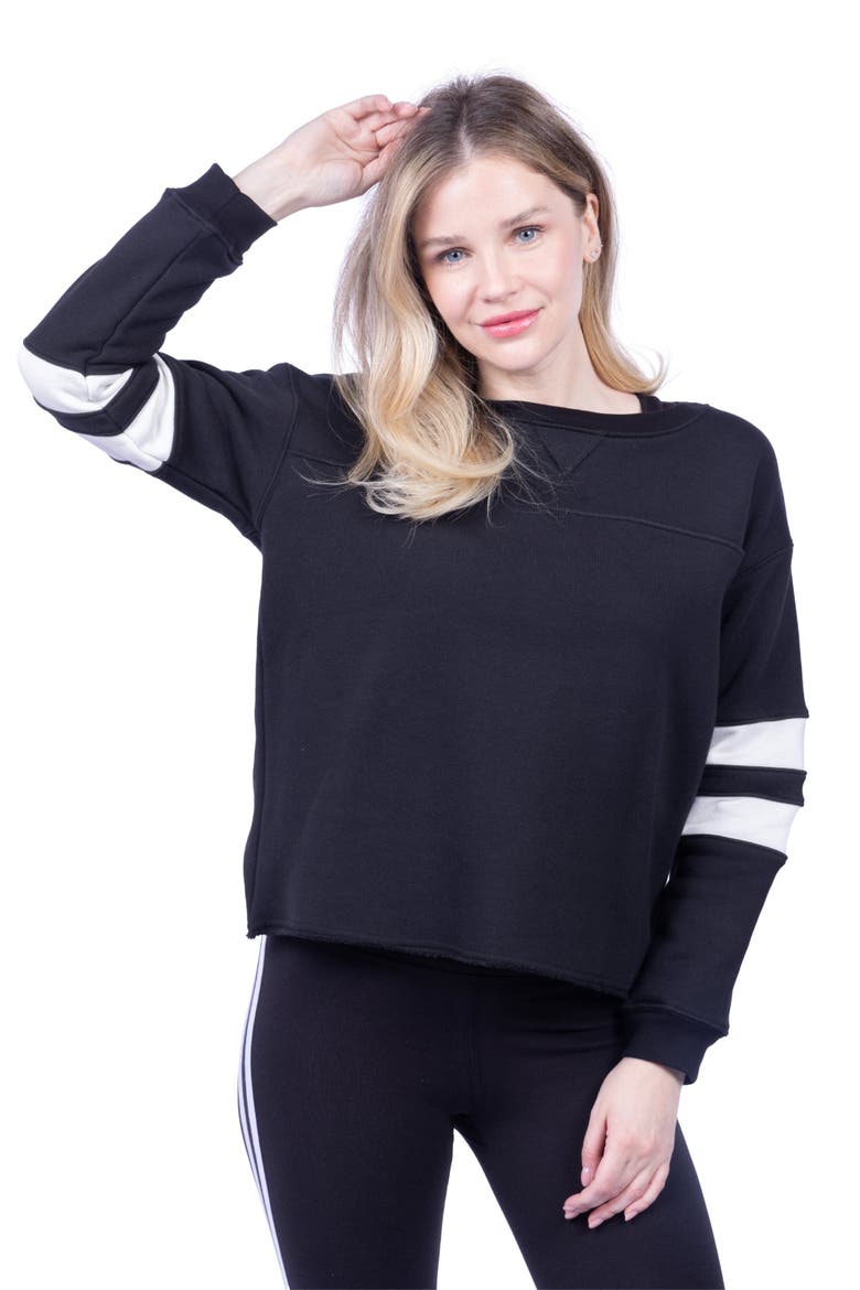 Gilda Organic Cotton Varsity Sweatshirt, Alternate, color, Black