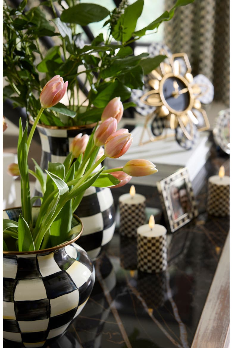 Courtly Check Large Enameled Steel Vase, Alternate, color, BLACK/ WHITE