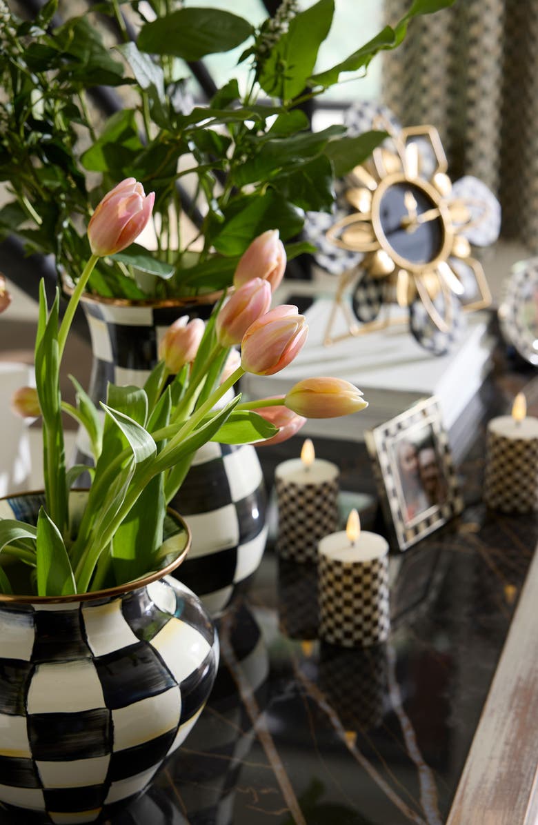 MACKENZIE CHILDS Courtly Check Large Enameled Steel Vase, Alternate, color, Black/ White