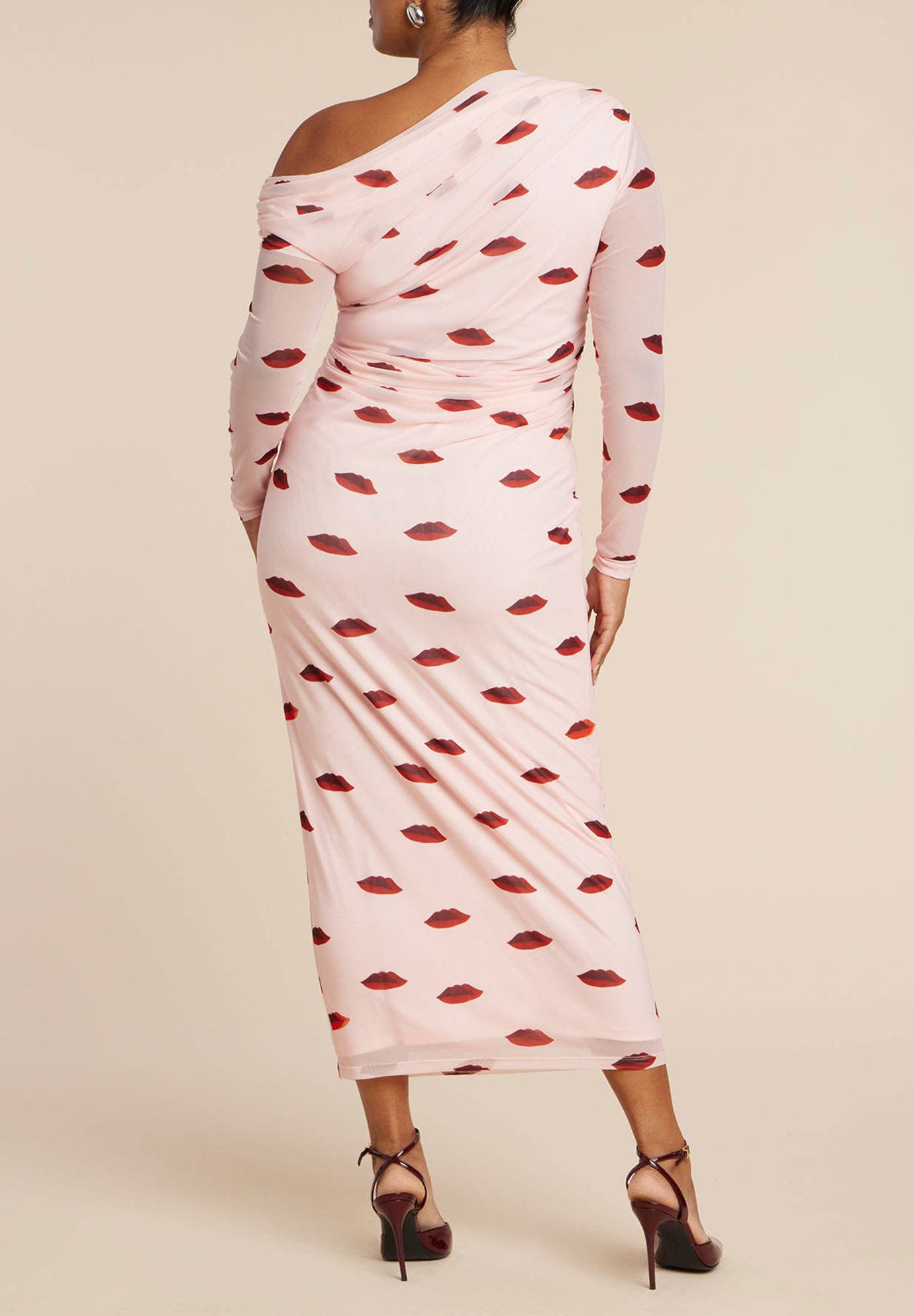 Asym Neck Printed Mesh Dress - image 2