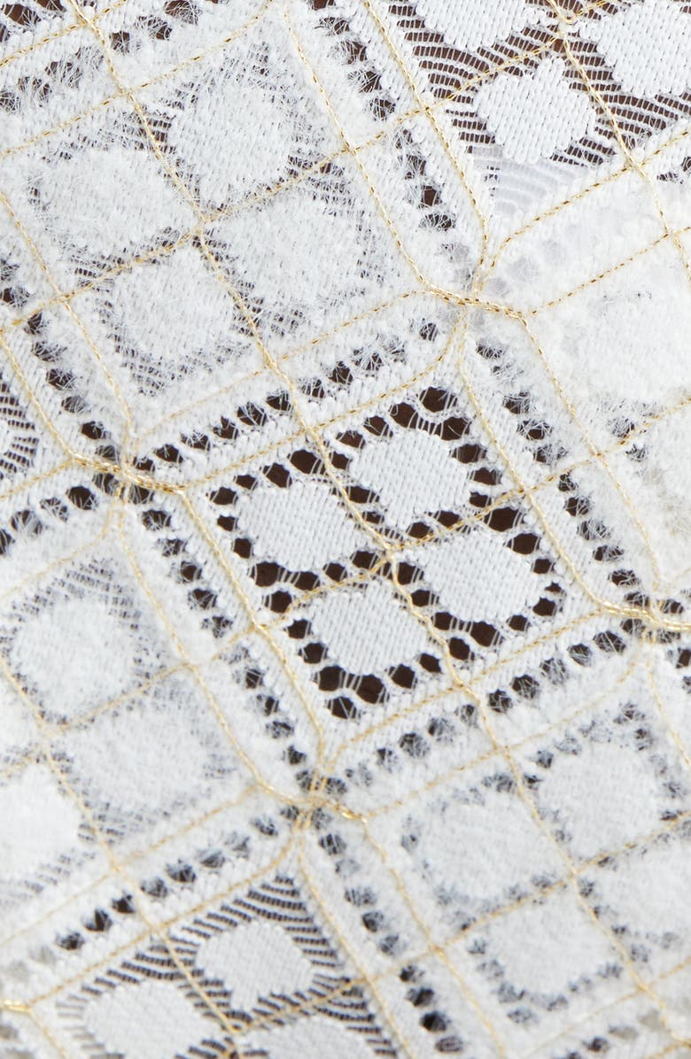 KILO BRAVA Metallic Geometric Lace G-String, Alternate, color, Shell White