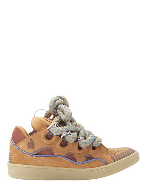 Lanvin Curb Sneakers In Leather With Snake Laces For Men in Camel 