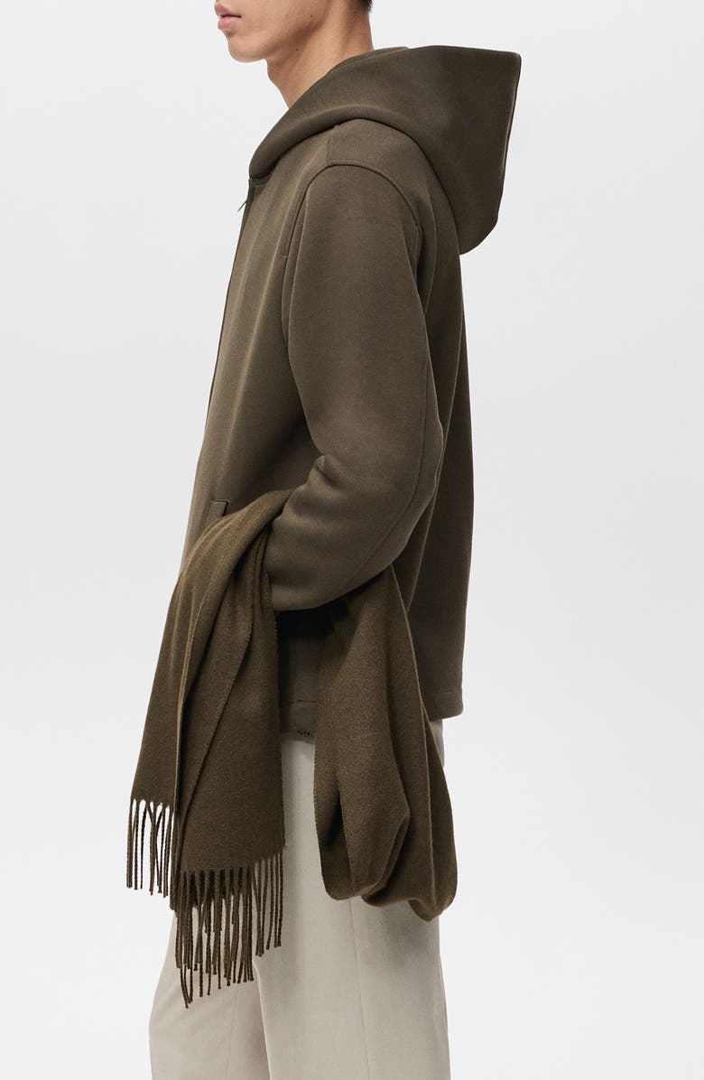 MANGO Zip-Up Hoodie, Alternate, color, Olive Green