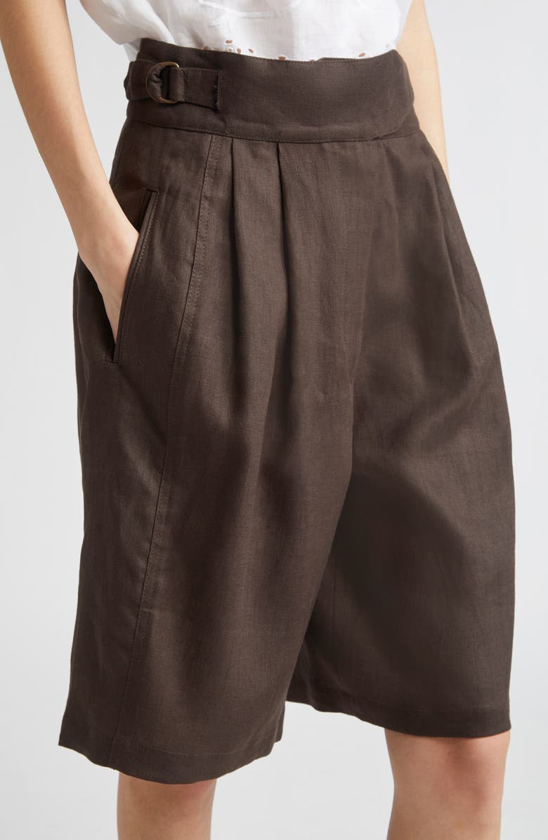 Bode Smith Linen Bermuda Shorts, Alternate, color, Brown/ Black