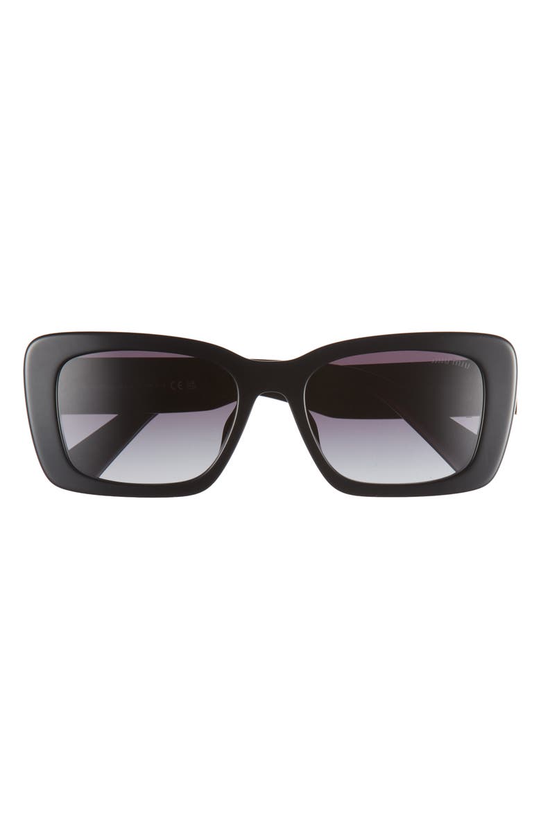 Miu Miu 53mm Rectangular Sunglasses, Main, color, Black