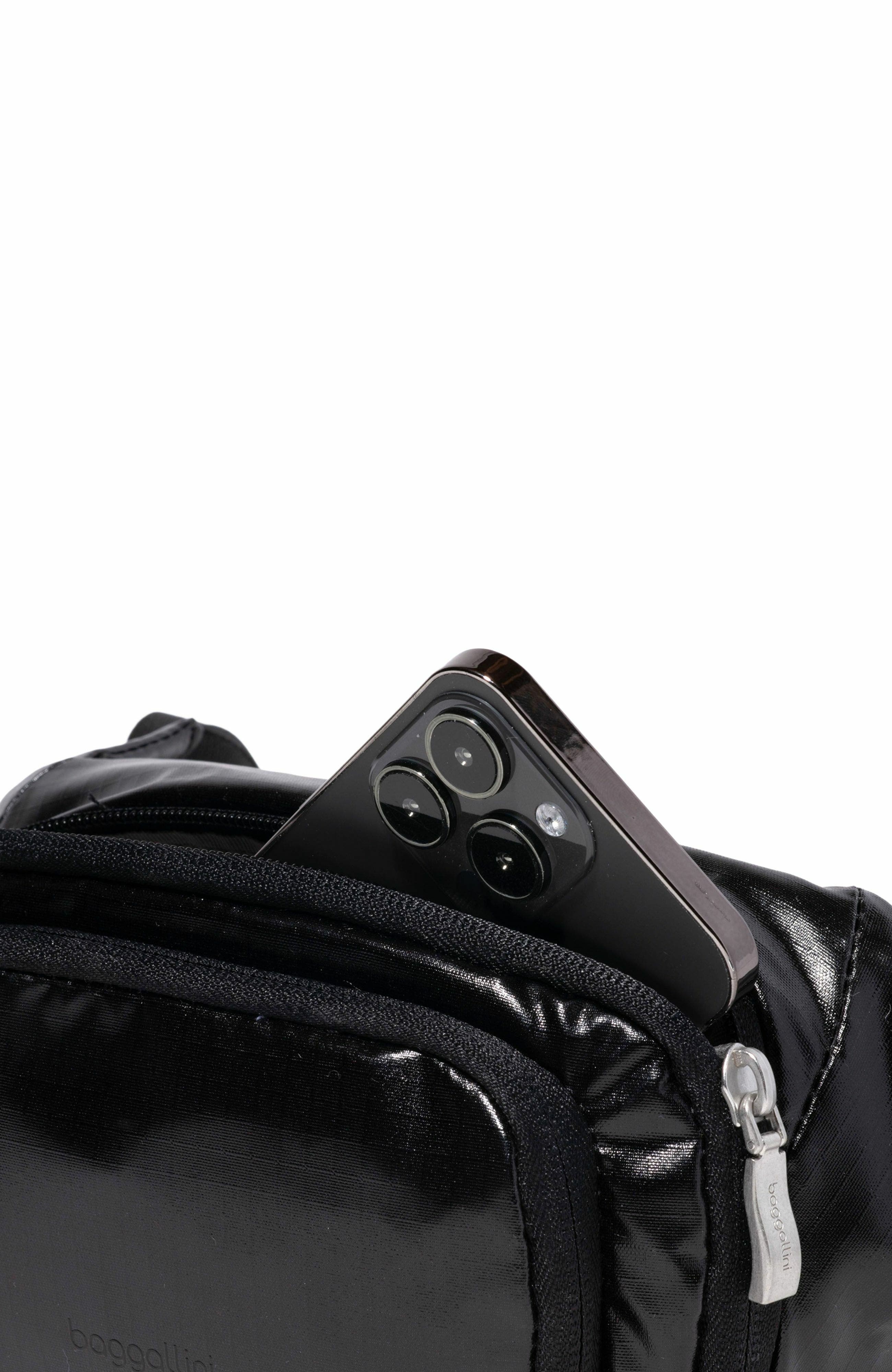 BAGGALLINI On the Go Belt Bag Waist Pack, Alternate, color, Black Gloss Ripstop