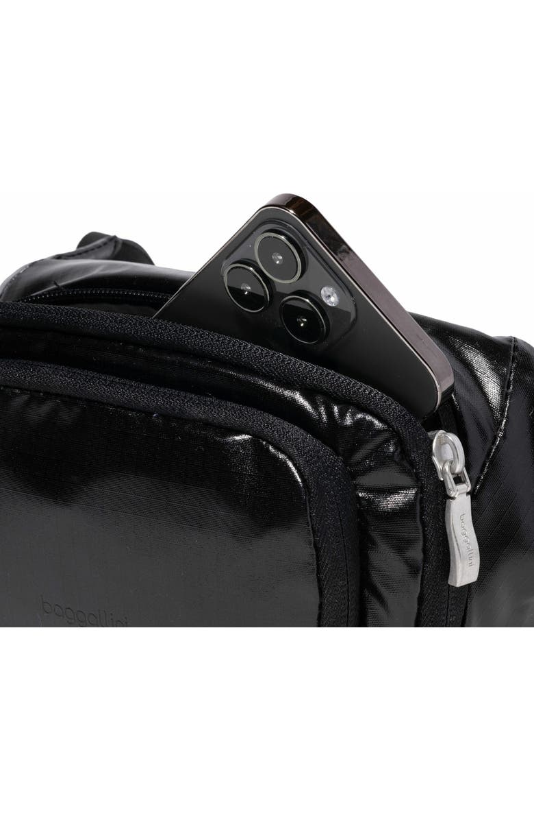 BAGGALLINI On the Go Belt Bag Waist Pack, Alternate, color, Black Gloss Ripstop