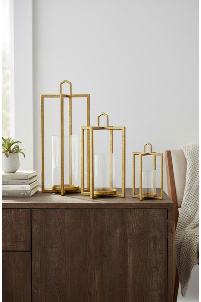 Set of Three Lantern Set, Alternate, color, GOLD