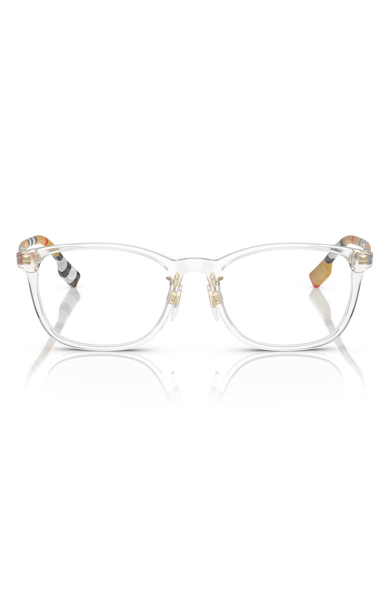 Burberry 53mm Rectangular Optical Glasses, Main, color, Transparent / Demo Lens