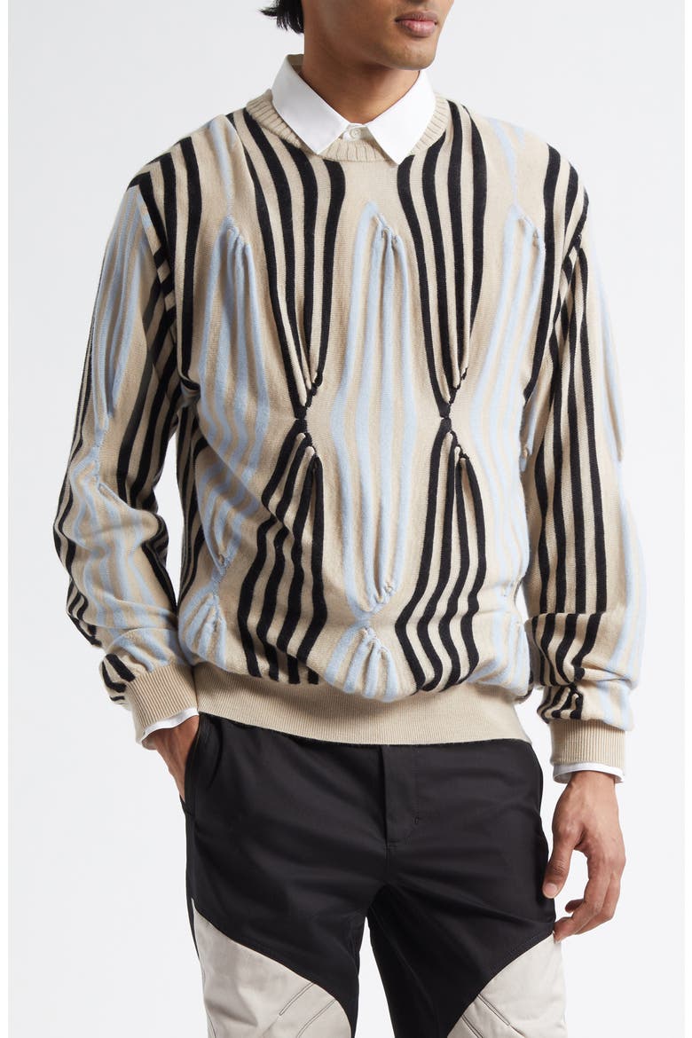 Solix Stripe Cashmere Sweater, Main, color, BEIGE / BLACK / L BLUE