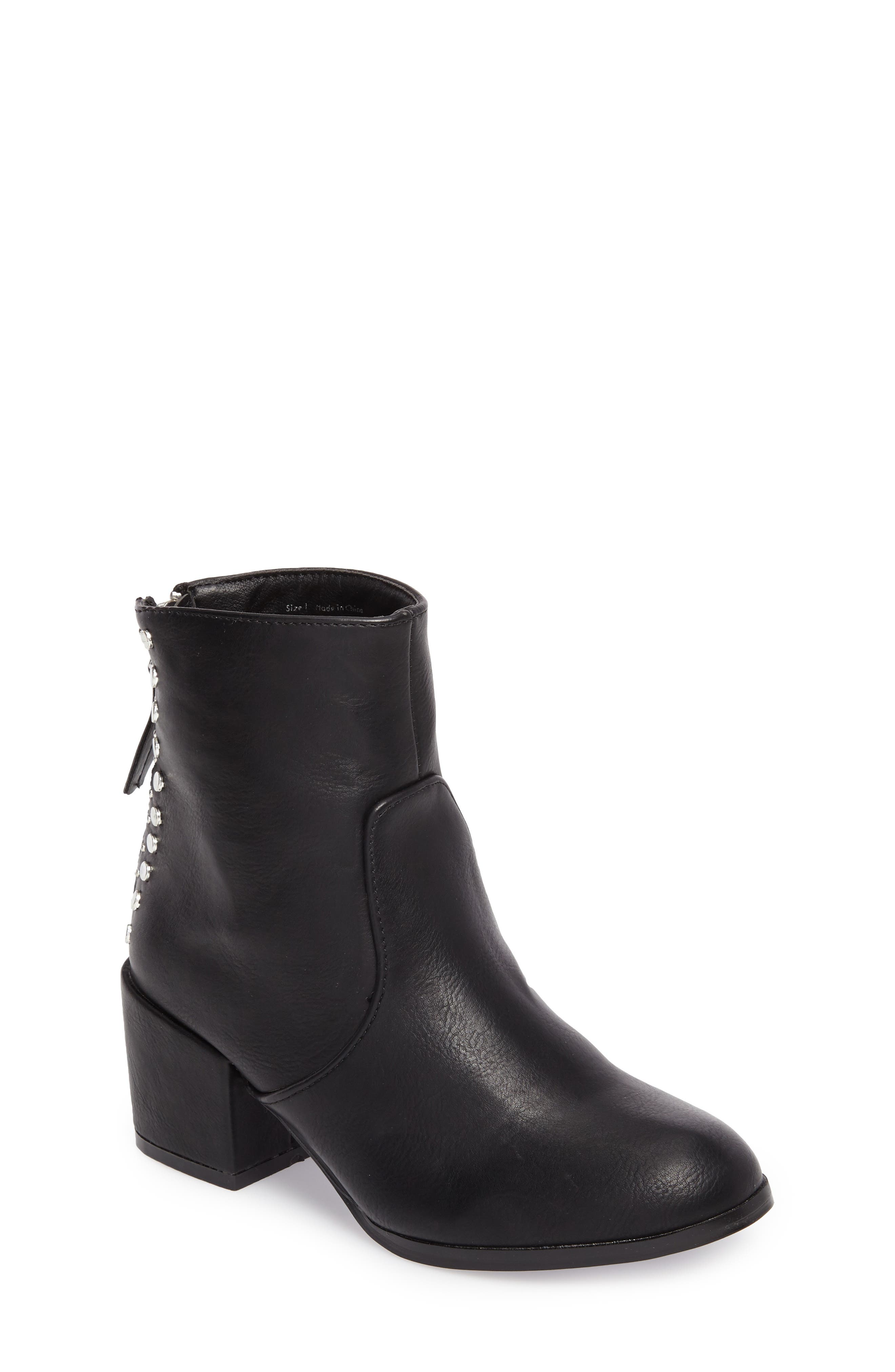 Block Heel Bootie, Main, color, BLACK LEATHER