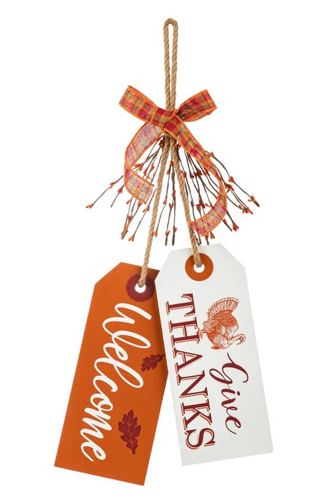 Thanksgiving Wooden Give Thanks Hello Fall Door Hanger