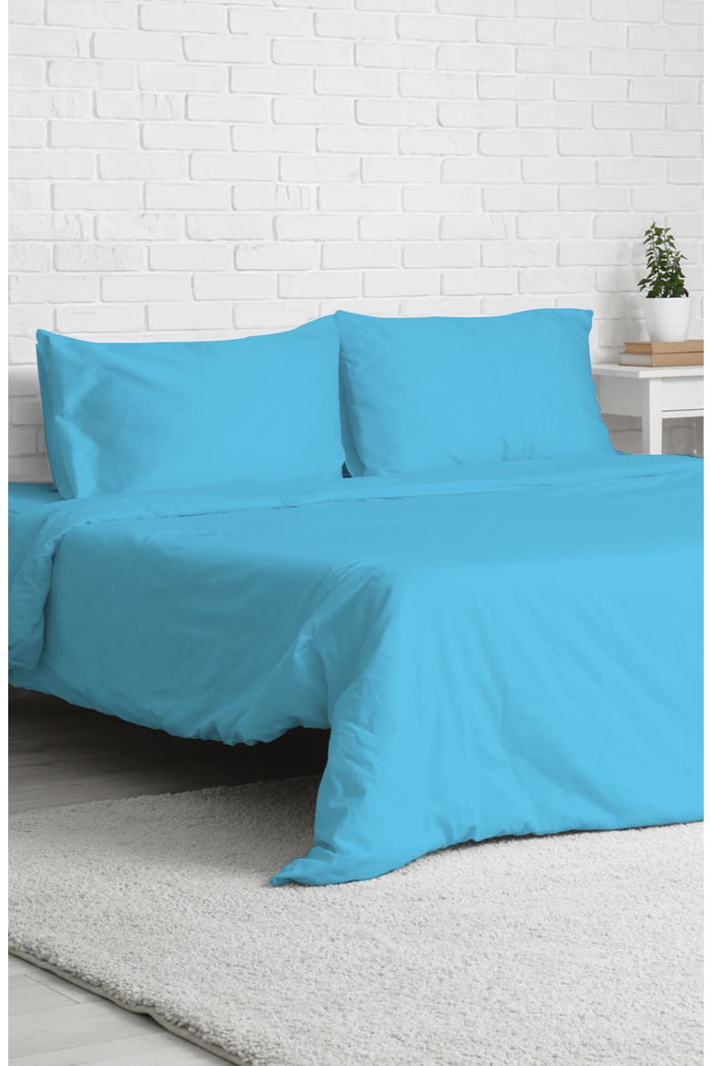 Solid Sky Blue Microfiber Duvet Cover Set, Alternate, color, SKY BLUE