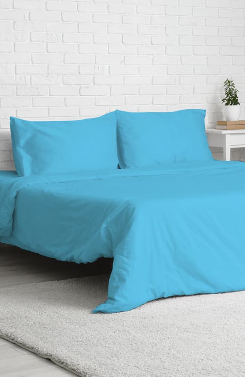 Luxury Home Solid Sky Blue Microfiber Duvet Cover Set
