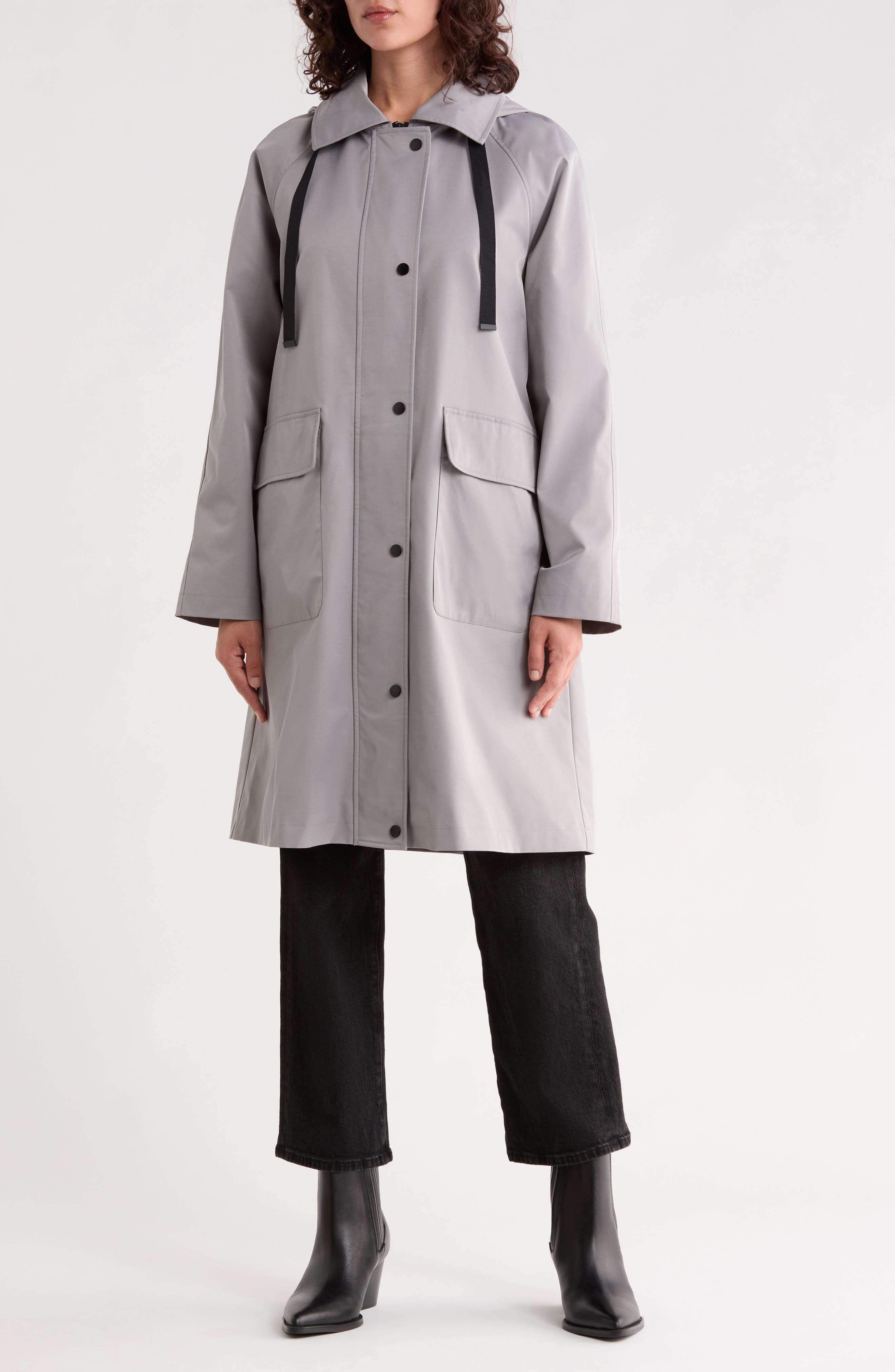 Hooded Long Raincoat