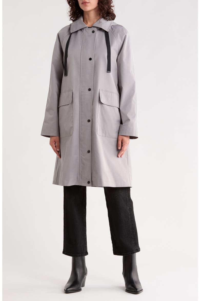 Hooded Long Raincoat, Main, color, GREY