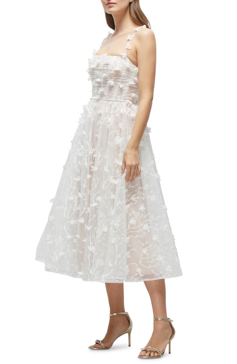 Dessy Collection 3D Floral Cocktail Dress, Alternate, color, Ivory