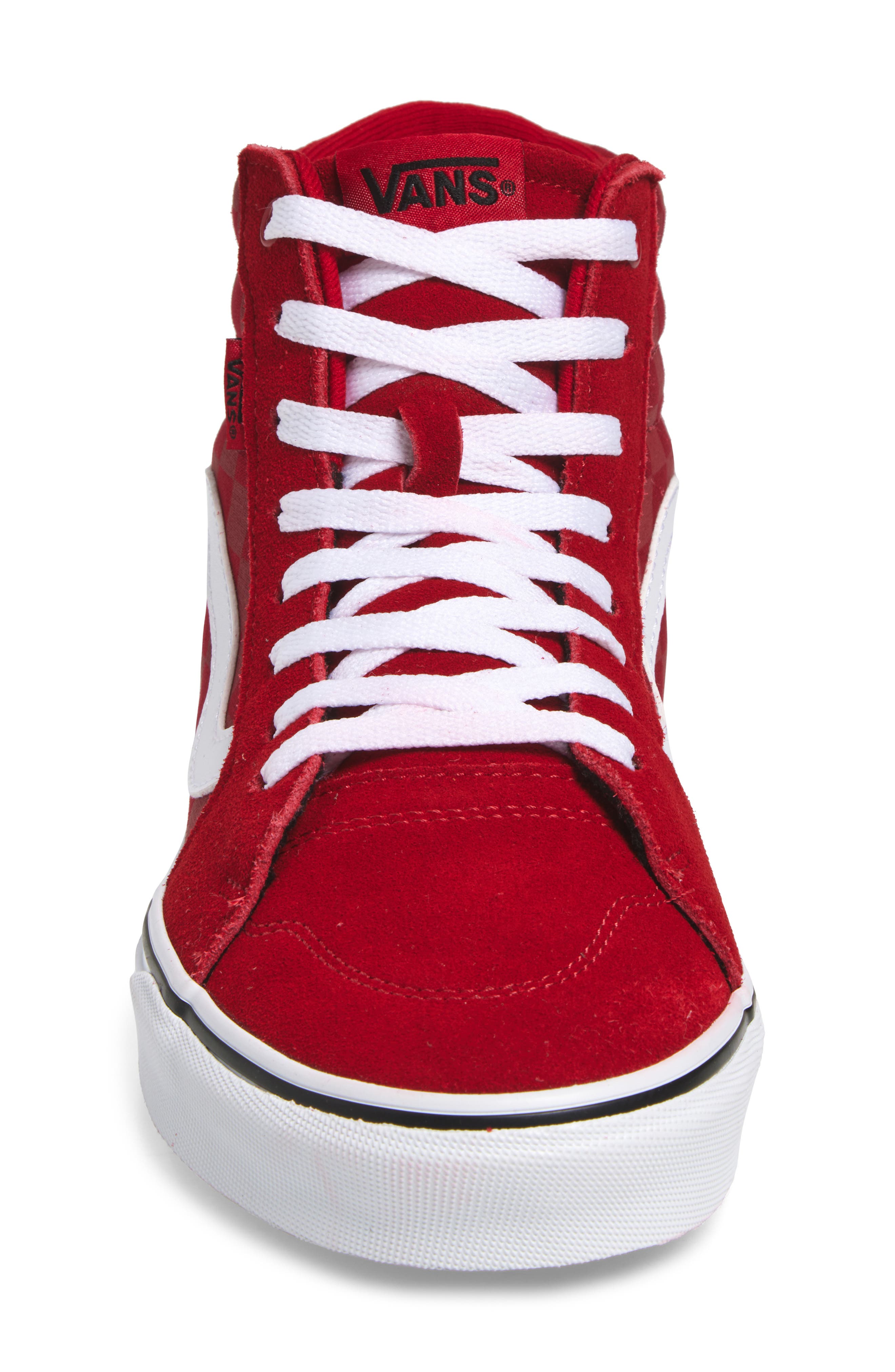 Vans Filmore High Top Check Sneaker, Alternate, color, Red/White