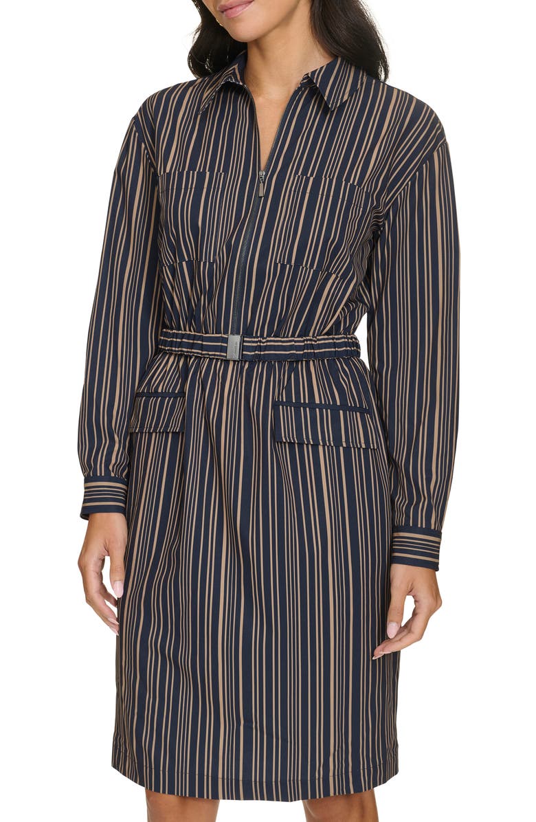 Calvin Klein Stripe Long Sleeve Dress, Alternate, color, 