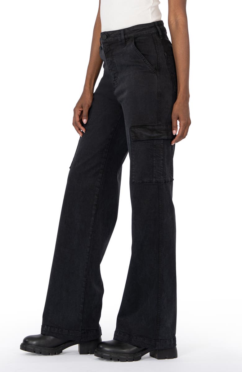 KUT from the Kloth Miller High Waist Wide Leg Cargo Jeans, Alternate, color, Black