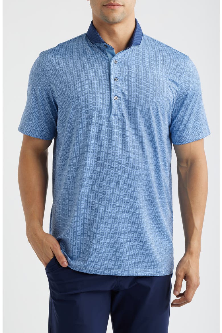 Pathfinder Logo Print Performance Golf Polo, Main, color, WOLF BLUE