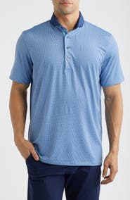Greyson Pathfinder Logo Print Performance Golf Polo
