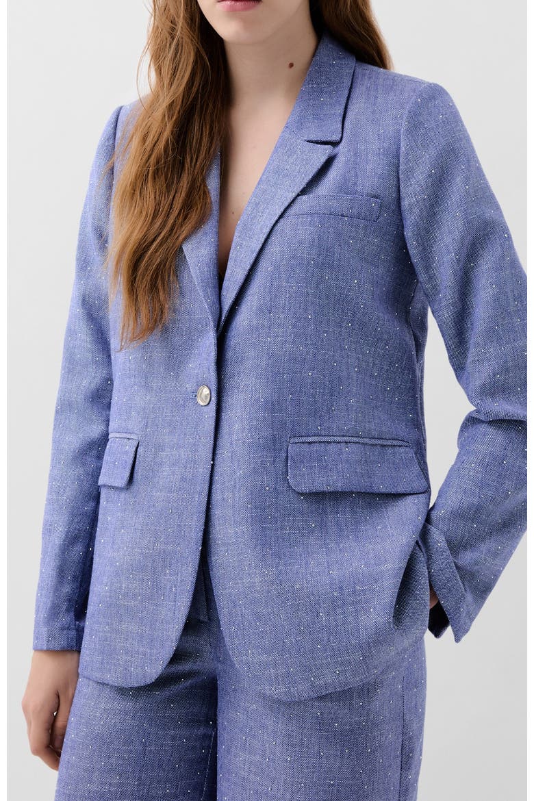 Linen Studs Blazer, Main, color, Indigo