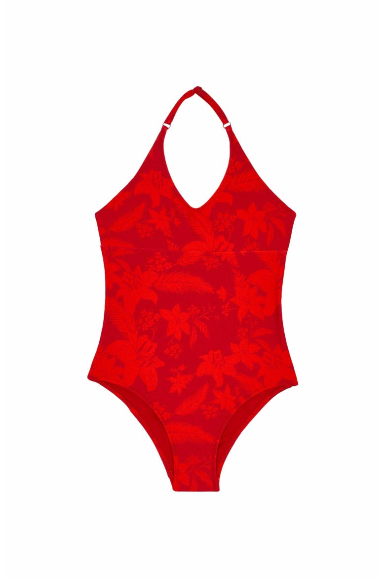 Kids' Flower Power One-Piece Swimsuit, Main, color, LIPSTICK