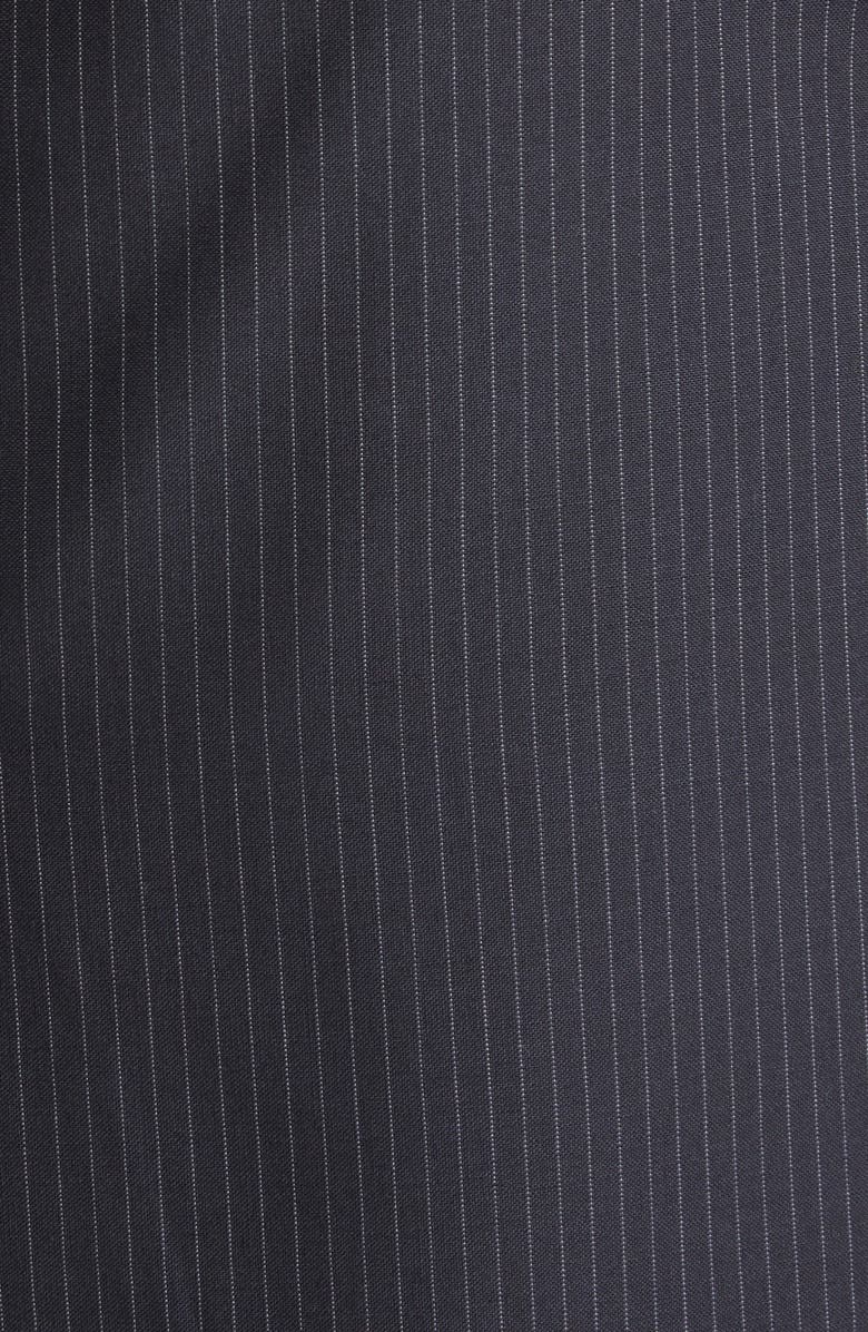 McQueen Pinstripe Wool & Mohair Cargo Pencil Skirt, Alternate, color, Navy