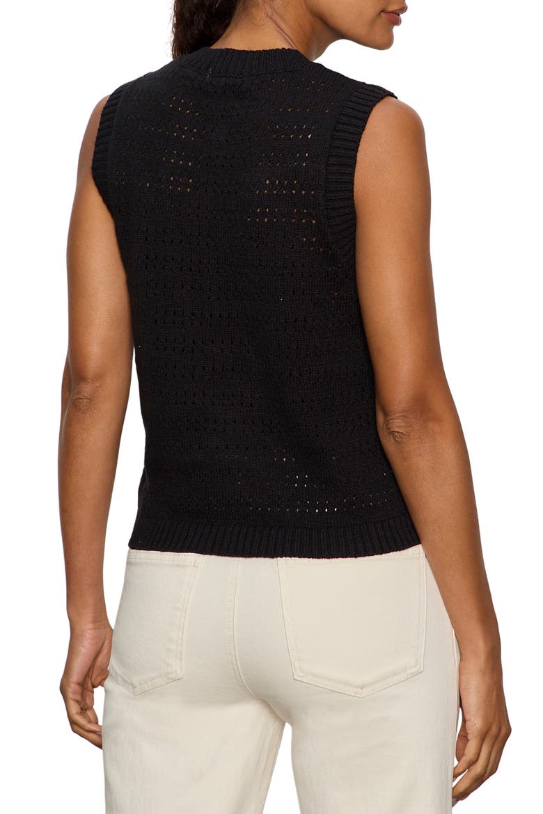 Cotton Pointelle Sleeveless Sweater, Alternate, color, BLACK