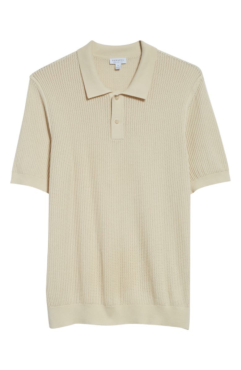 Sunspel Mesh Stitch Polo Sweater, Alternate, color,