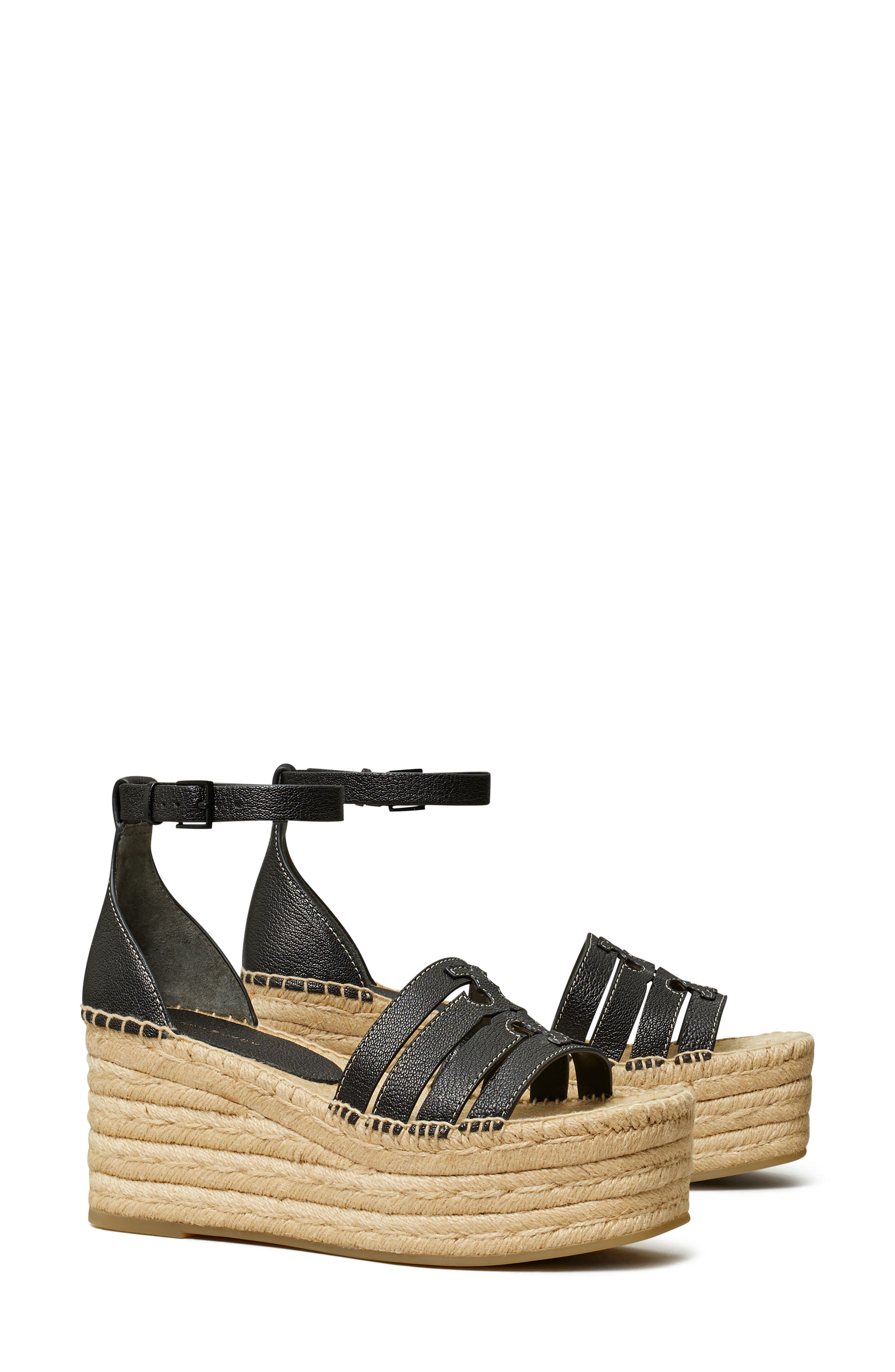 Tory Burch Ines Ankle Strap Espadrille Platform Wedge Sandal, Main, color, 