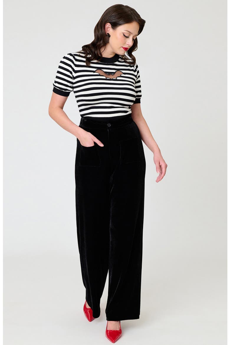 1960s Wide Leg Pants, Alternate, color, Black Solid