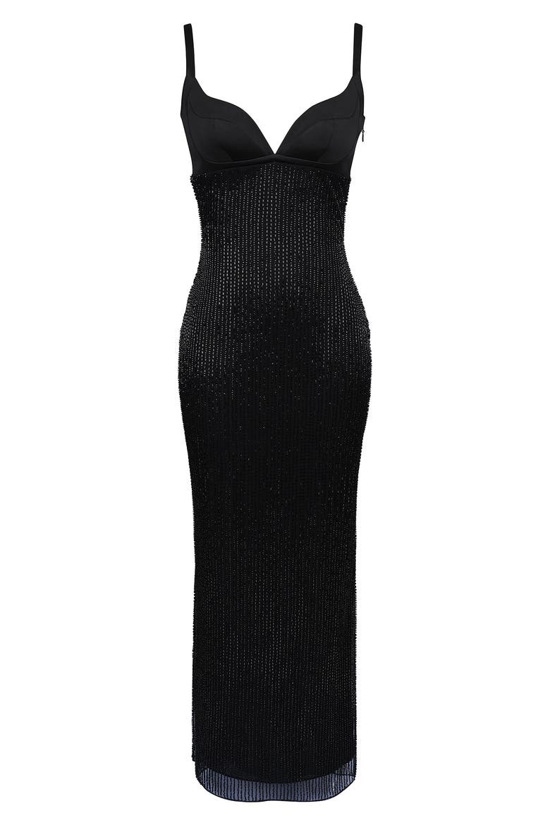 Ari Hand Beaded Body-Con Gown, Alternate, color, BLACK