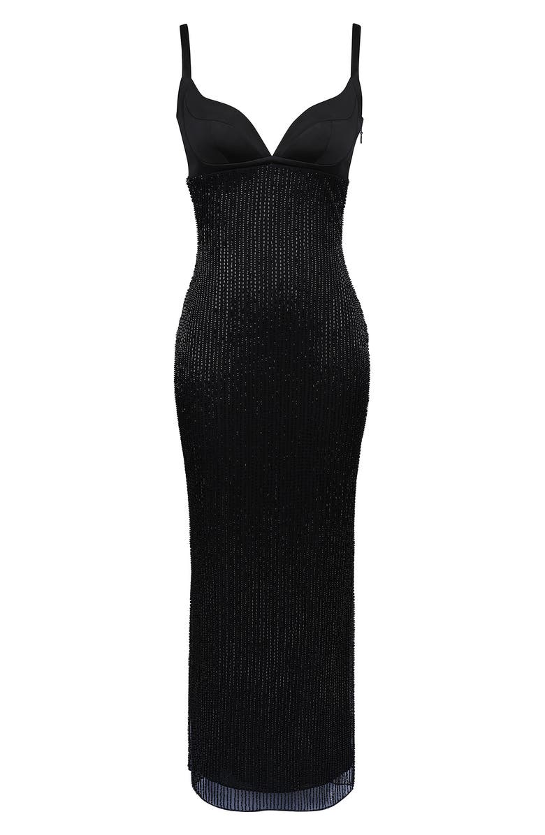HOUSE OF CB Ari Hand Beaded Body-Con Gown, Alternate, color, Black