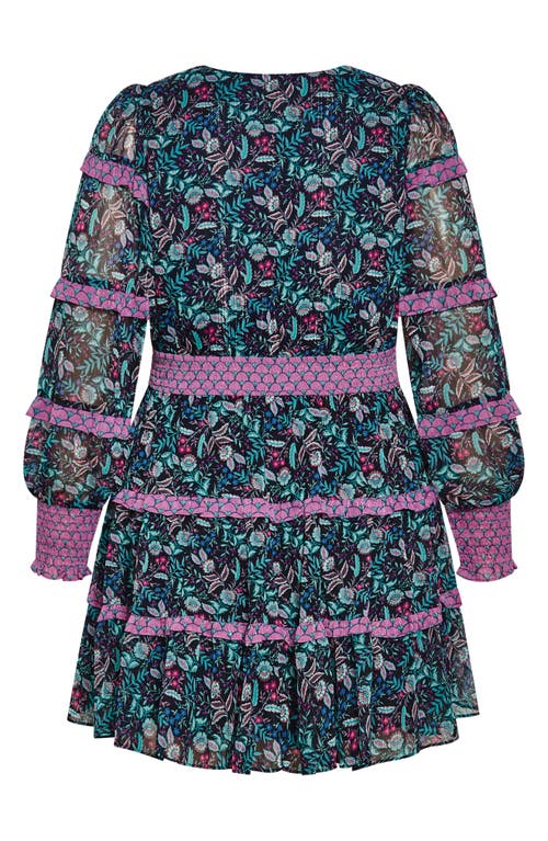 CITY CHIC CITY CHIC HOLLIE PRINT LONG SLEEVE TIERED DRESS